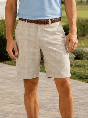 O’Neill Hyperfreak Men’s Plaid Hybrid Walk Shorts Beige Gray Size 38 NWT